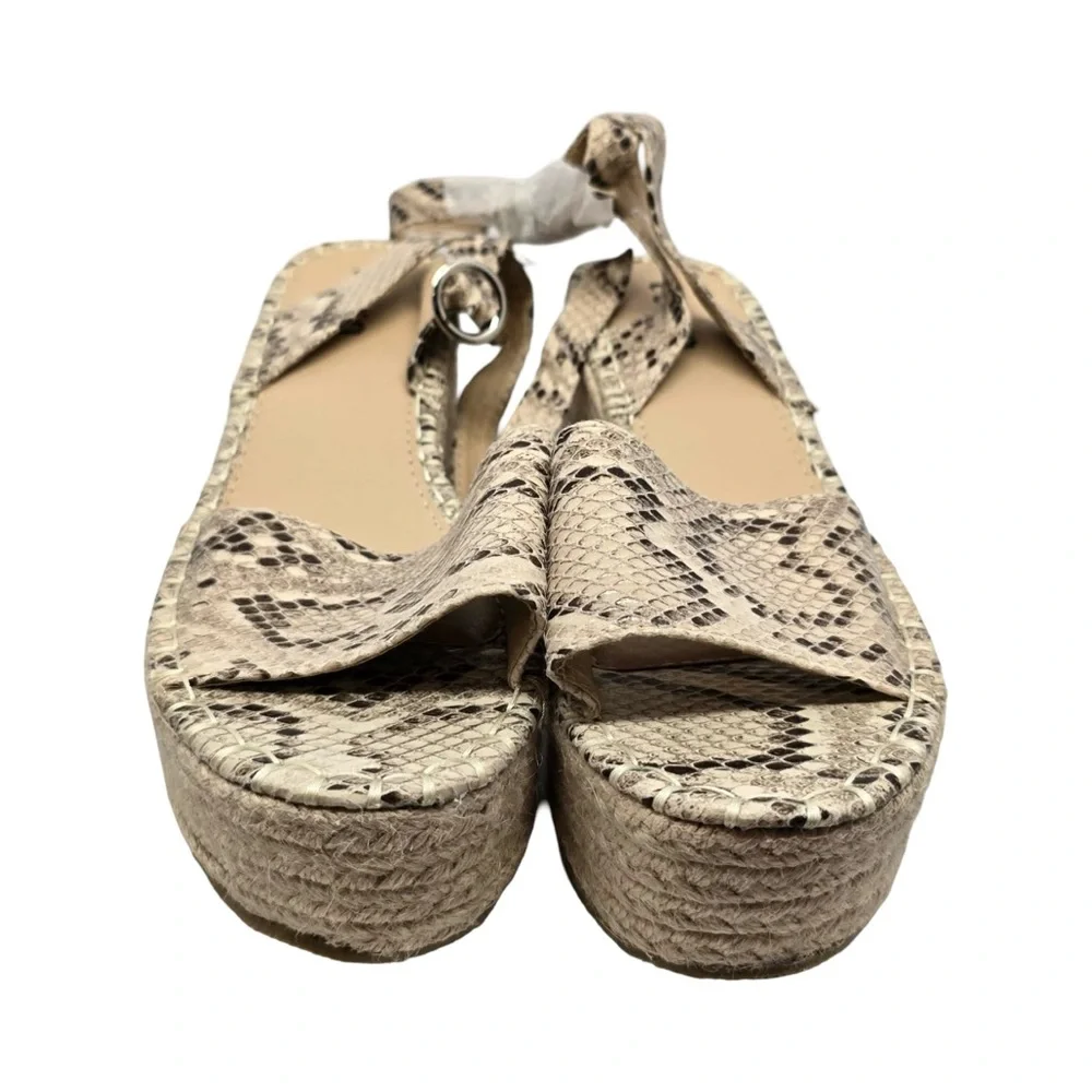 Snake Print Espadrille Platform Sandals Neutral Womens 8.5